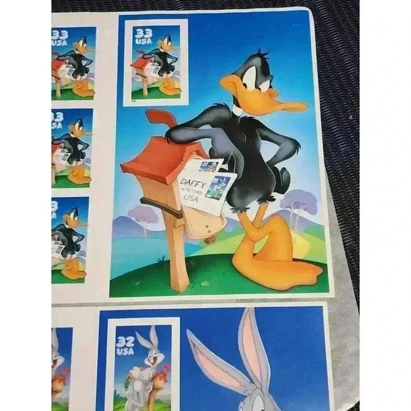 1999 DAFFY DUCK 10 (33 cents) US STAMPS & Bugs Bunny 10 (32 cents) stamps - Picture 4 of 6